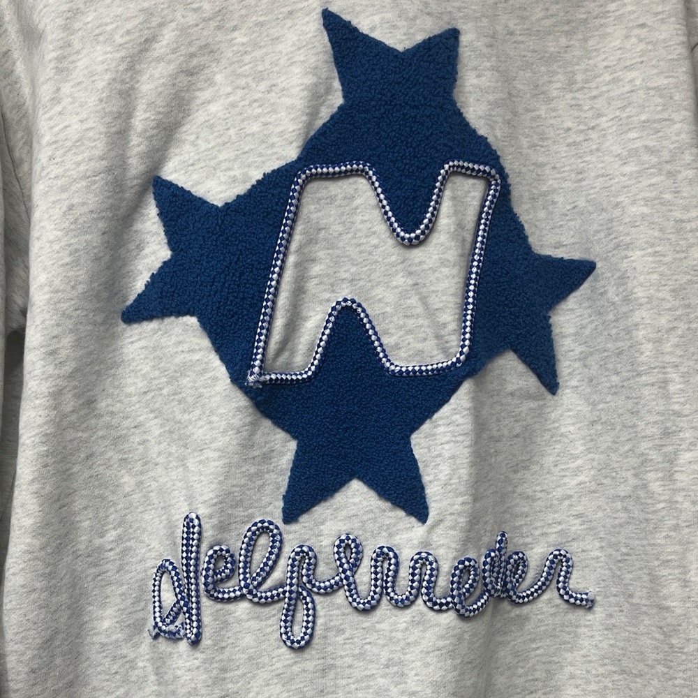 Aelfric Eden Light Gray Hoodie with Navy Blue Star Patch - Picture 7 of 12